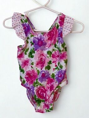 Shade & Shore Pink Purple Floral Kids One-Piece Swimsuit